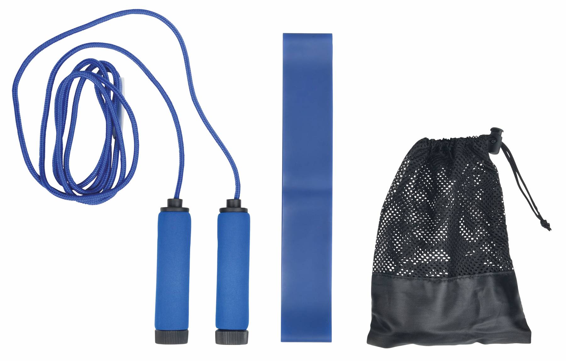 Súprava švihadla a strečovej pásky "Stretch & Jump", modrá