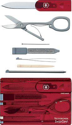 SWISSCARD sada šiestich nástrojov, transparentná červená