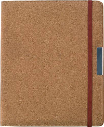 TALEN korkové portfólio A4 s blokom a gumičkou, hnedé