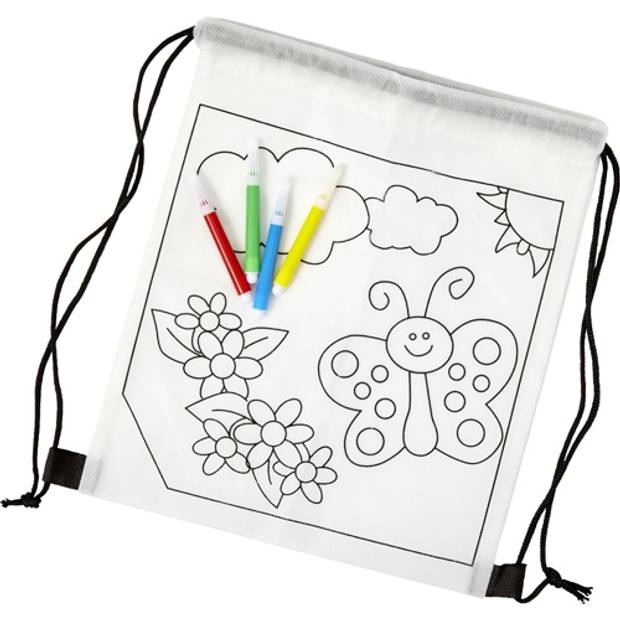 TALKON Netkaný sťahovací batôžtek s omaľovánkou a 4 fixkami TALKON Netkaný sťahovací batôžtek s omaľovánkou a 4 fixkami
