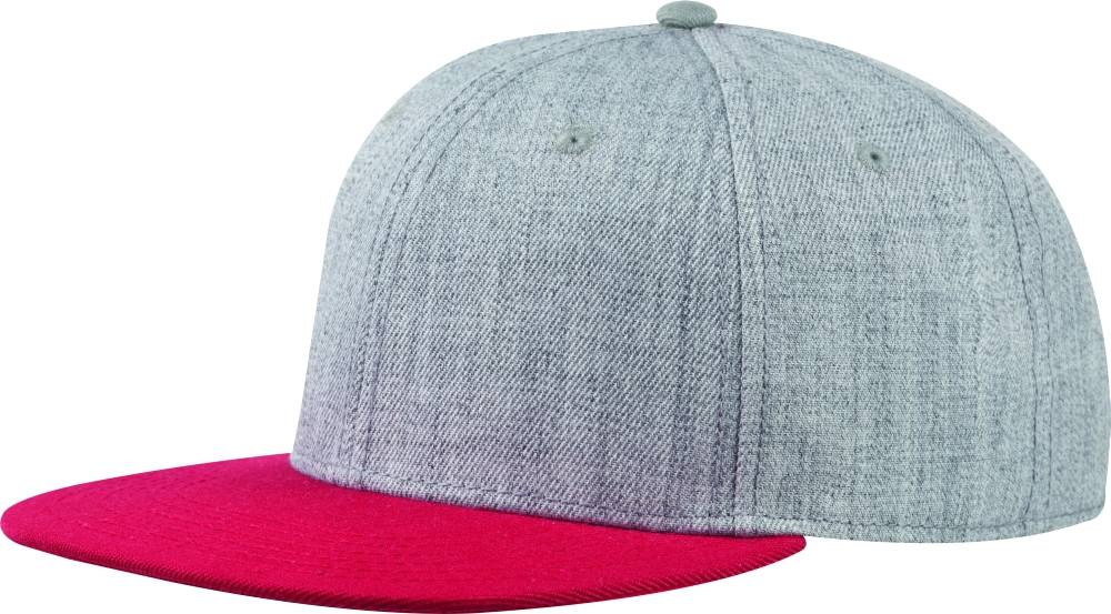 TAMURA Šesťpanelová čiapka s vystuženým čelom a plochým šiltom, sivá a červená