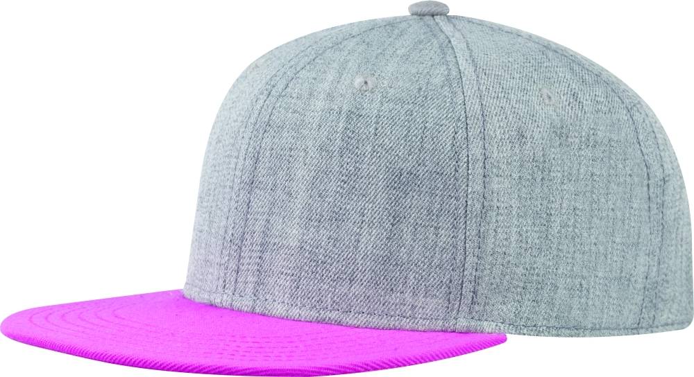 TAMURA Šesťpanelová čiapka s vystuženým čelom a plochým šiltom, sivá a ružová