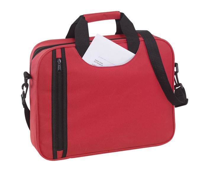 Taška na dokumenty s vertikálnym predným vreckom, červená