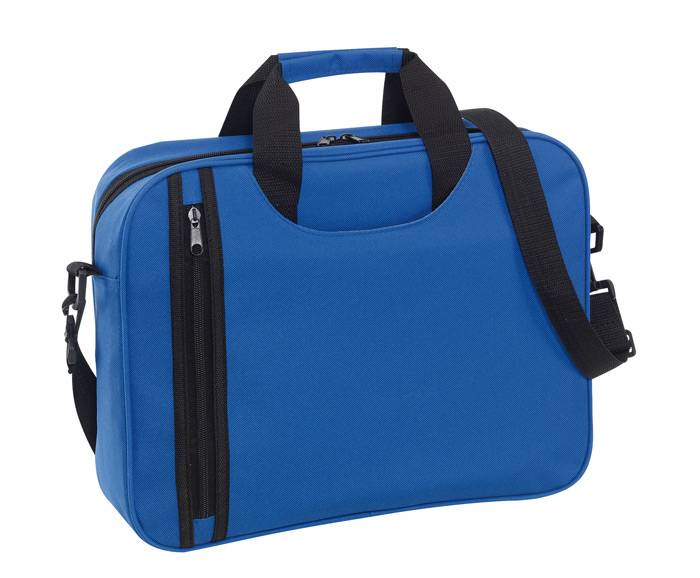 Taška na dokumenty s vertikálnym predným vreckom, modrá