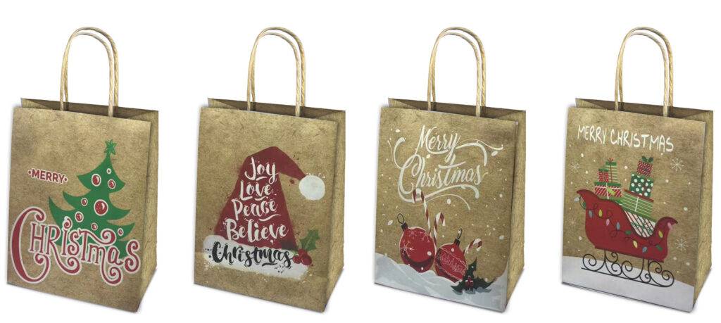 Taška pap."M" 18,5 x 25,5 x 9 kraft Vianoce