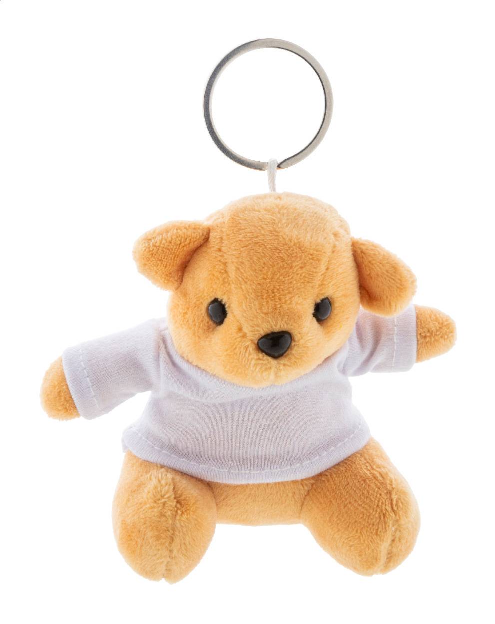 TeddyFob prívesok na kľúče s plyšovým medvedíkom, biela
