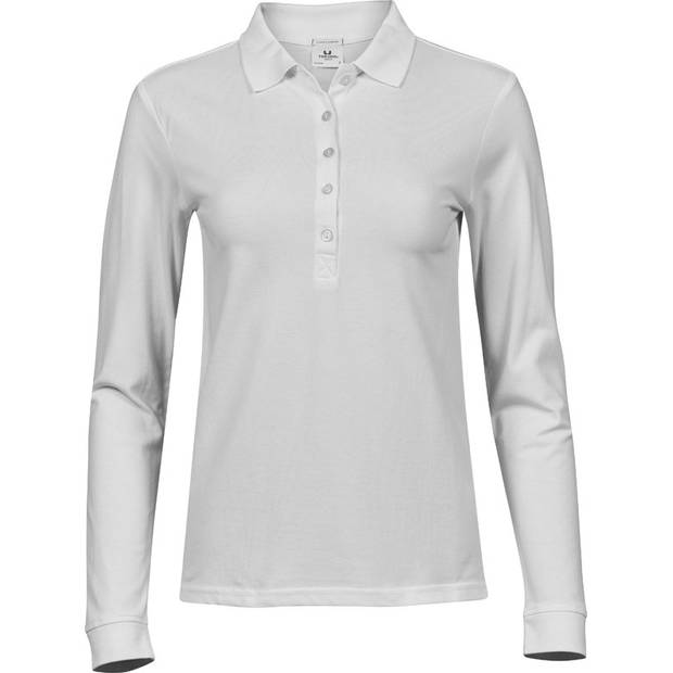 Tee Jays | 146, Dámske luxusné elastické polo s dl. rukávom, biela, S Tee Jays | 146, Dámske luxusné elastické polo s dl. rukávom, biela, S