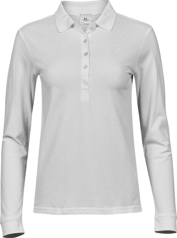 Tee Jays | 146, Dámské luxusní elastické polo s dl. rukávem, bílá, M