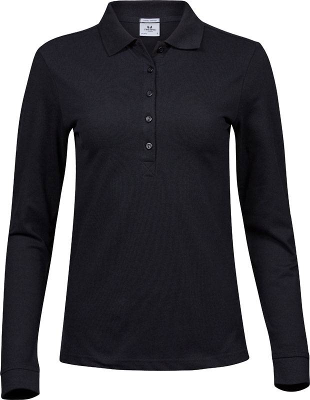 Tee Jays | 146, Dámské luxusní elastické polo s dl. rukávem, černá, XL