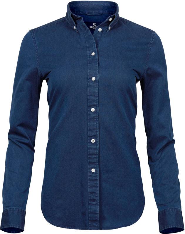 Tee Jays | 4003, Denim keprová halenka s dl. rukávom, modrá indigo blue, L