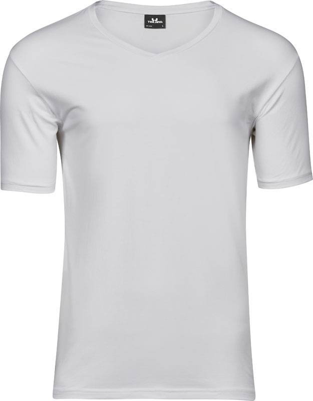 Tee Jays | 401, Pánské elastické tričko s výstřihem do V, bílá, M