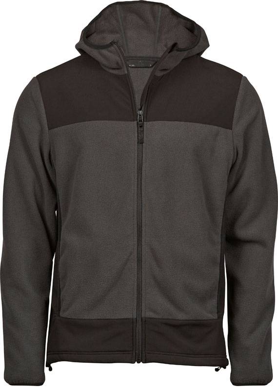 Tee Jays | 9124, Fleecová bunda s kapucňou "Mountain", sivá asphalt - čierna, XS