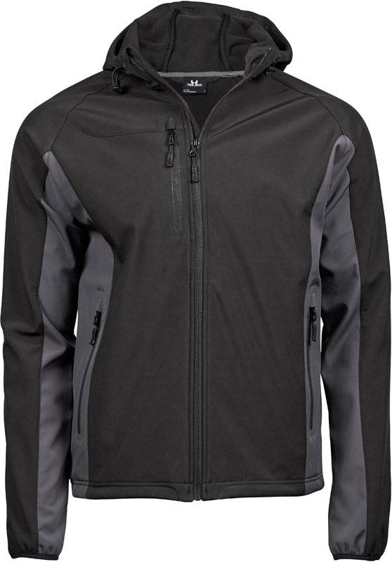 Tee Jays | 9514, Pánská 3-vrstvá softshell bunda s kapucí, černá - šedá dark, S