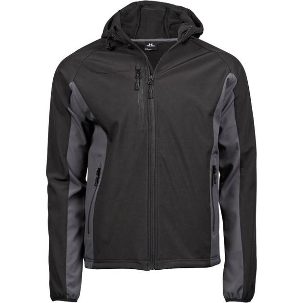 Tee Jays | 9514, Pánská 3-vrstvá softshell bunda s kapucí, černá - šedá dark, S Tee Jays | 9514, Pánská 3-vrstvá softshell bunda s kapucí, černá - šedá dark, S