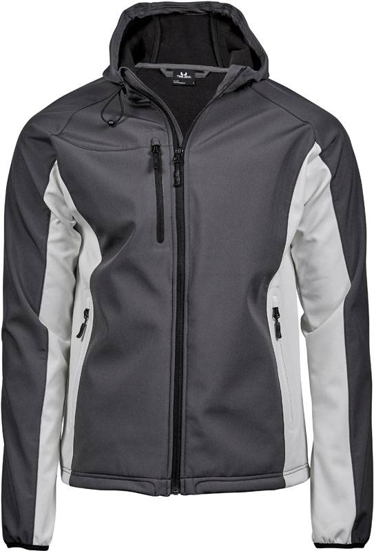 Tee Jays | 9514, Pánská 3-vrstvá softshell bunda s kapucí, šedá dark - bílá off, S