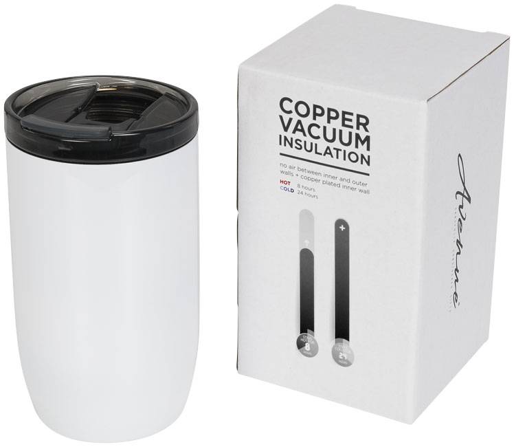 Termohrnček LAGO 380 ml s medenou vákuovou izoláciou, biela
