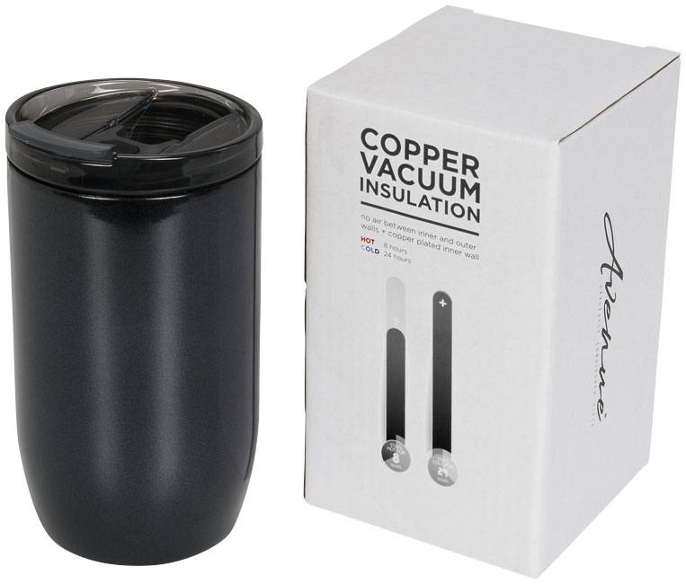 Termohrnček LAGO 380 ml s medenou vákuovou izoláciou, čierna