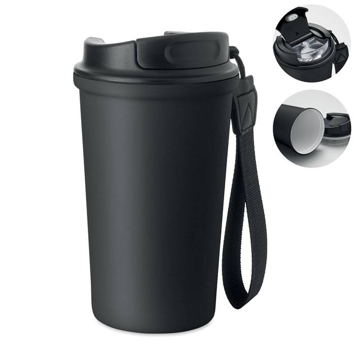 Termohrnček recyklovaný, 400 ml, čierna