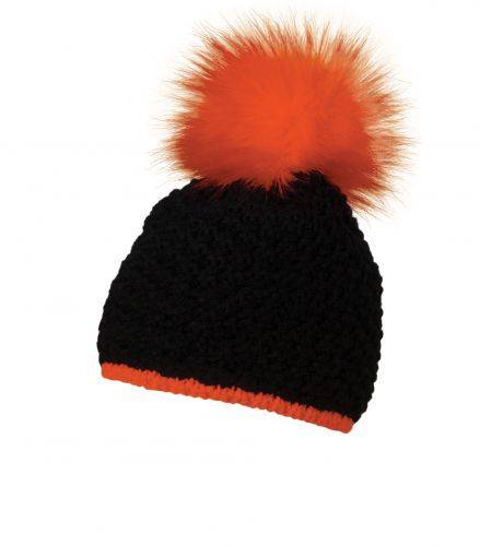 TETSU zimná čiapka s neónovým brmbolcom, oranžová