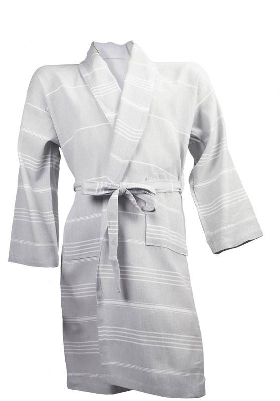 The One | Hamam Bathrobe, Hamam župan, šedá light - bílá, S/M