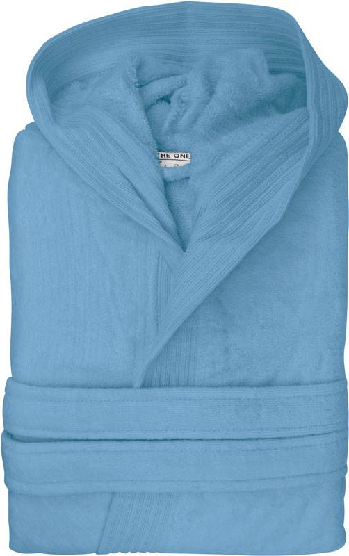 The One | Velour Bathrobe, Župan s kapucí, modrá aqua, 2XL/3XL