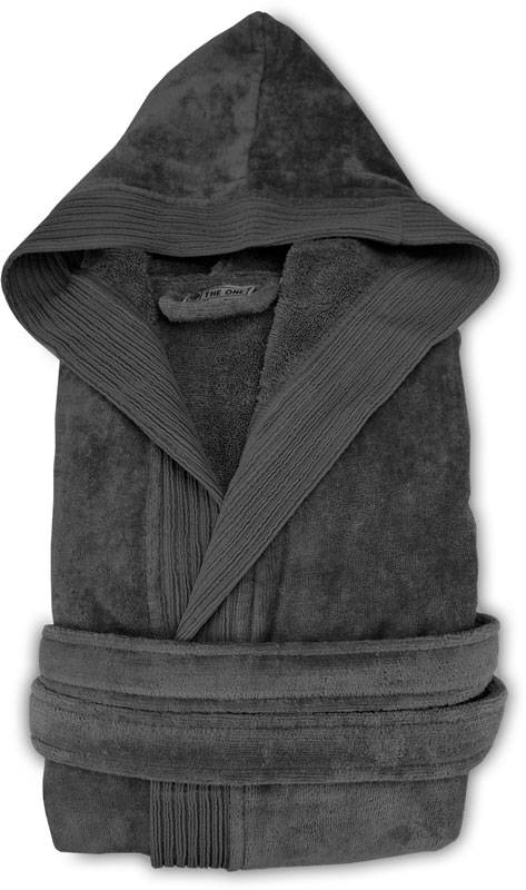 The One | Velour Bathrobe, Župan s kapucňou, sivá anthracite, 2XL/3XL