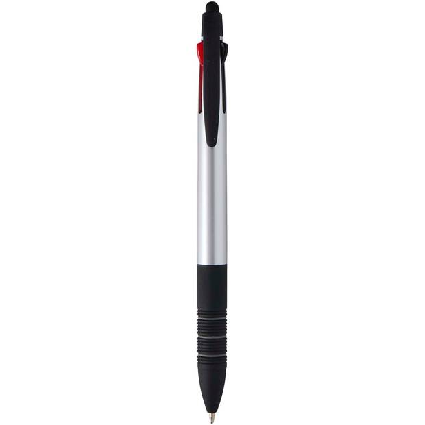 Trine guľôčkové pero z recykl. RCS s 3 náplňami a stylusom, sivá Silver Trine guľôčkové pero z recykl. RCS s 3 náplňami a stylusom, sivá Silver