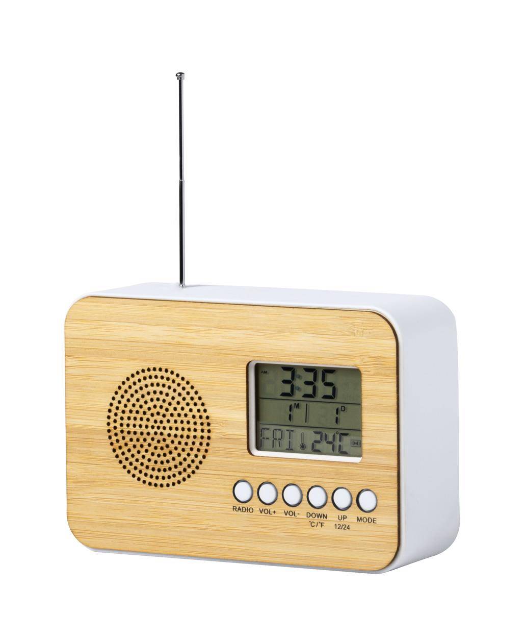 Tulax stolové rádio s hodinami, hnedá