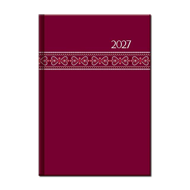 Týždenný diár A5 FOLK červený 2027