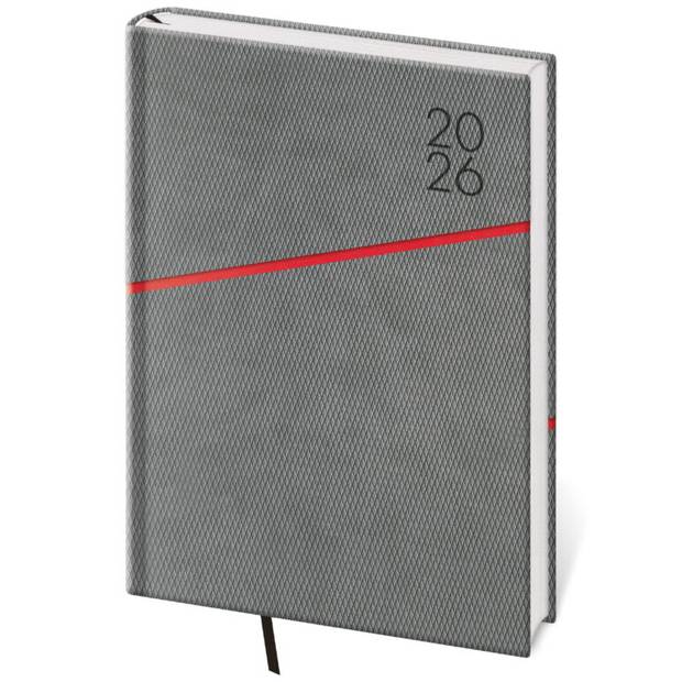 Týždenný diár A5 Grife sivo/červený, 2026 Týždenný diár A5 Grife sivo/červený, 2026
