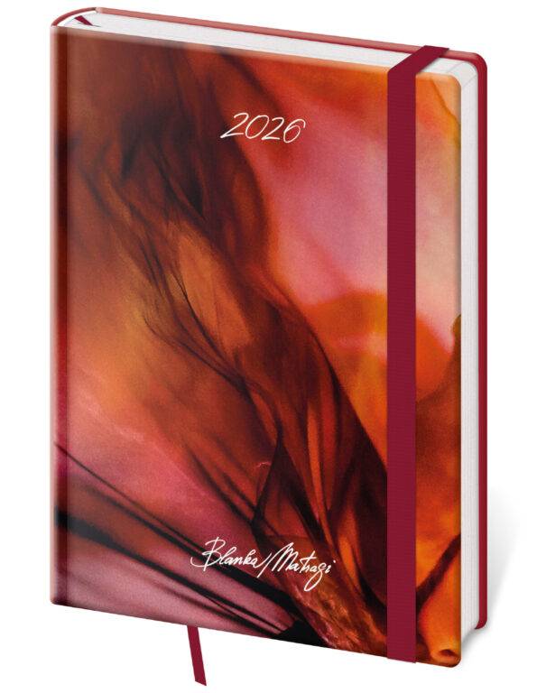 Týždenný diár A5 Vario Matragi Red s gumičkou, 2026