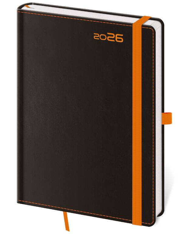 Týždenný diár B6 Black Orange s pútkom, 2026