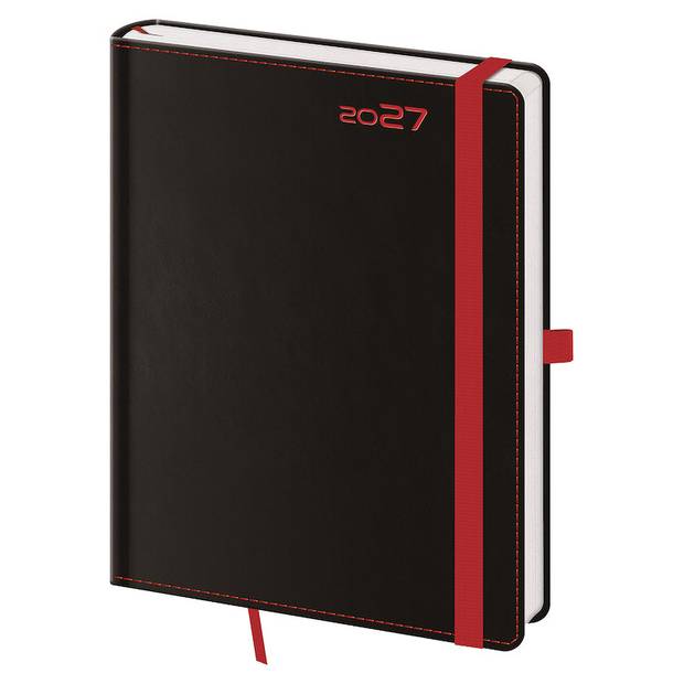 Týždenný diár B6 Black Red s pútkom Týždenný diár B6 Black Red s pútkom