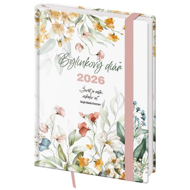 Týždenný diár B6 Bylinkový Flowers s gumičkou, 2026 Týždenný diár B6 Bylinkový Flowers s gumičkou, 2026