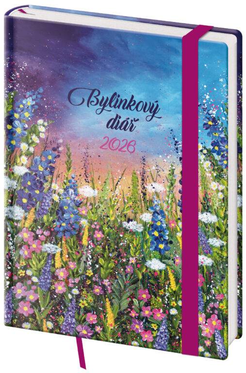 Týždenný diár B6 Bylinkový Meadow s gumičkou, 2026