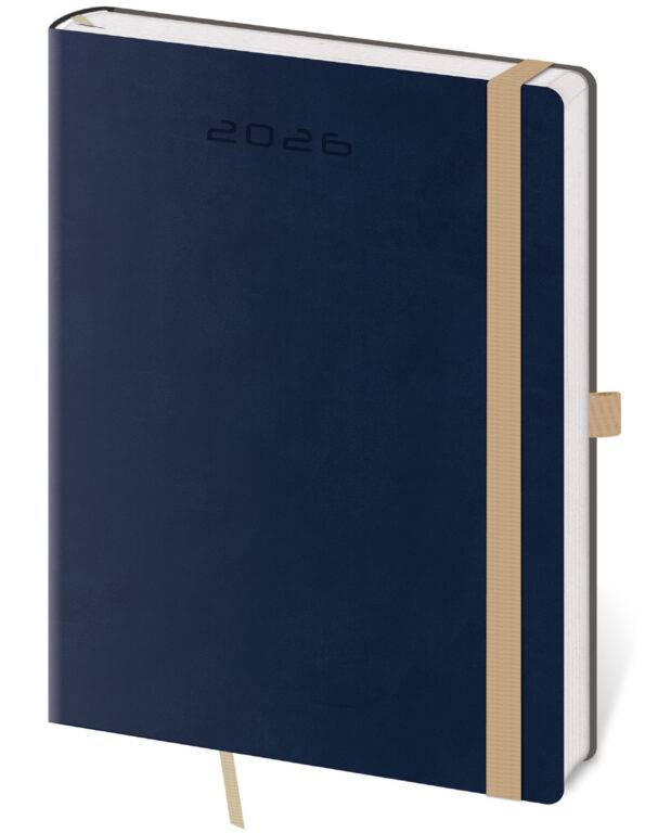 Týždenný diár B6 Flexies tmavomodrý s pútkom, 2026