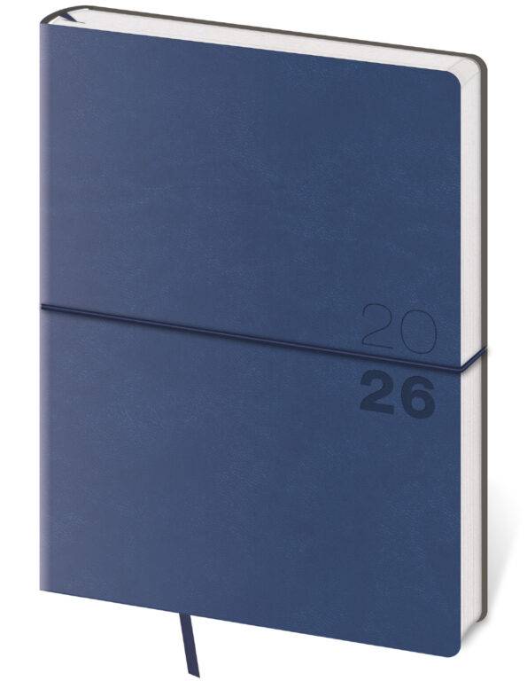 Týždenný diár B6 Flexio tmavomodrý s gumičkou, 2026