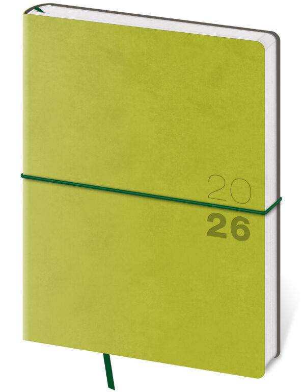 Týždenný diár B6 Flexio zelený s gumičkou, 2026