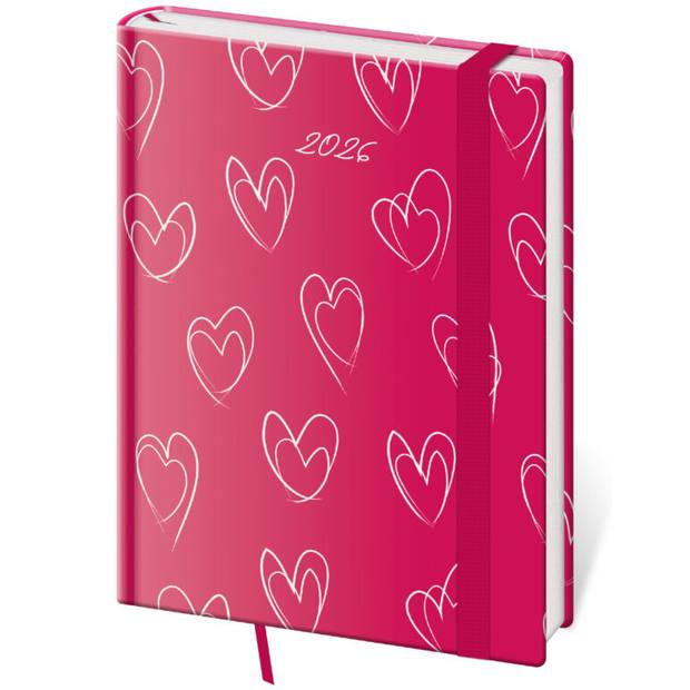 Týždenný diár B6 Vario Hearts s gumičkou, 2026 Týždenný diár B6 Vario Hearts s gumičkou, 2026
