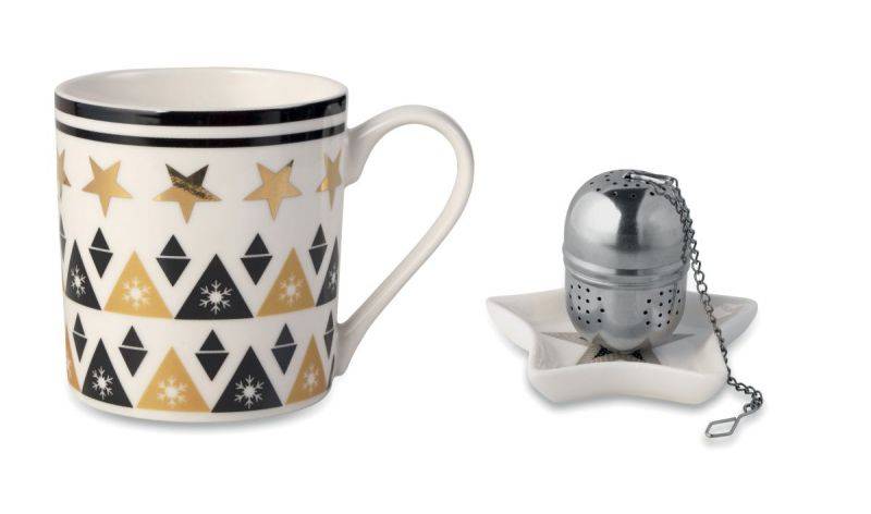 UNIQUE - čajová sada hrčeka a čajového sítka s vianočným motívom