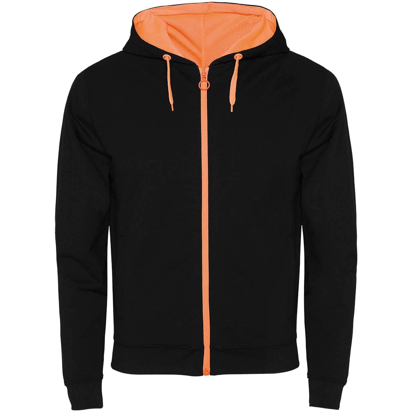 Unisex mikina Fuji, čierna - oranžová fluor, XXL
