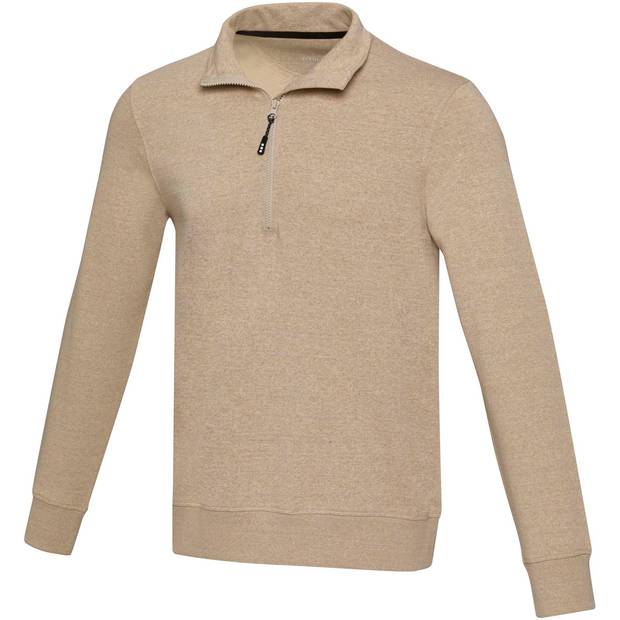 Unisex recyklovaný sveter Aware™ na štvrť zips Tin, hnedá Oatmeal, XS Unisex recyklovaný sveter Aware™ na štvrť zips Tin, hnedá Oatmeal, XS