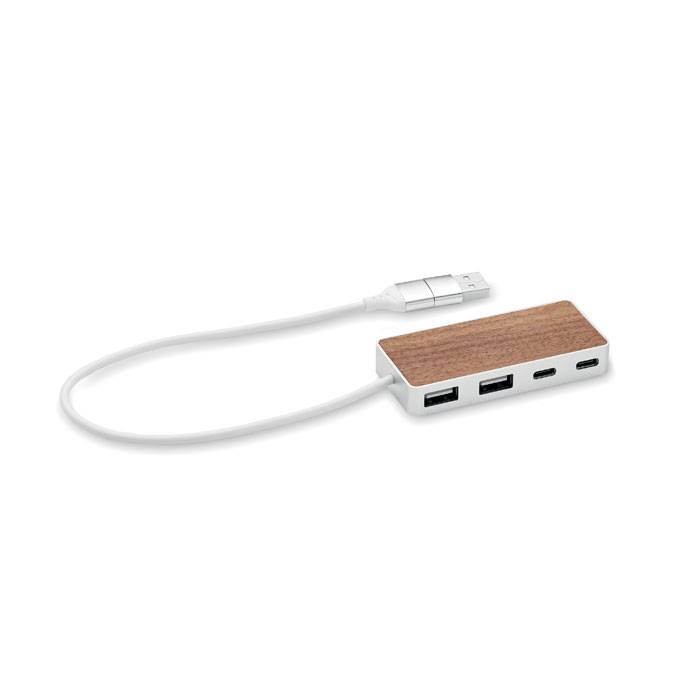 USB hub 4 porty 27,5 cm, hnedá