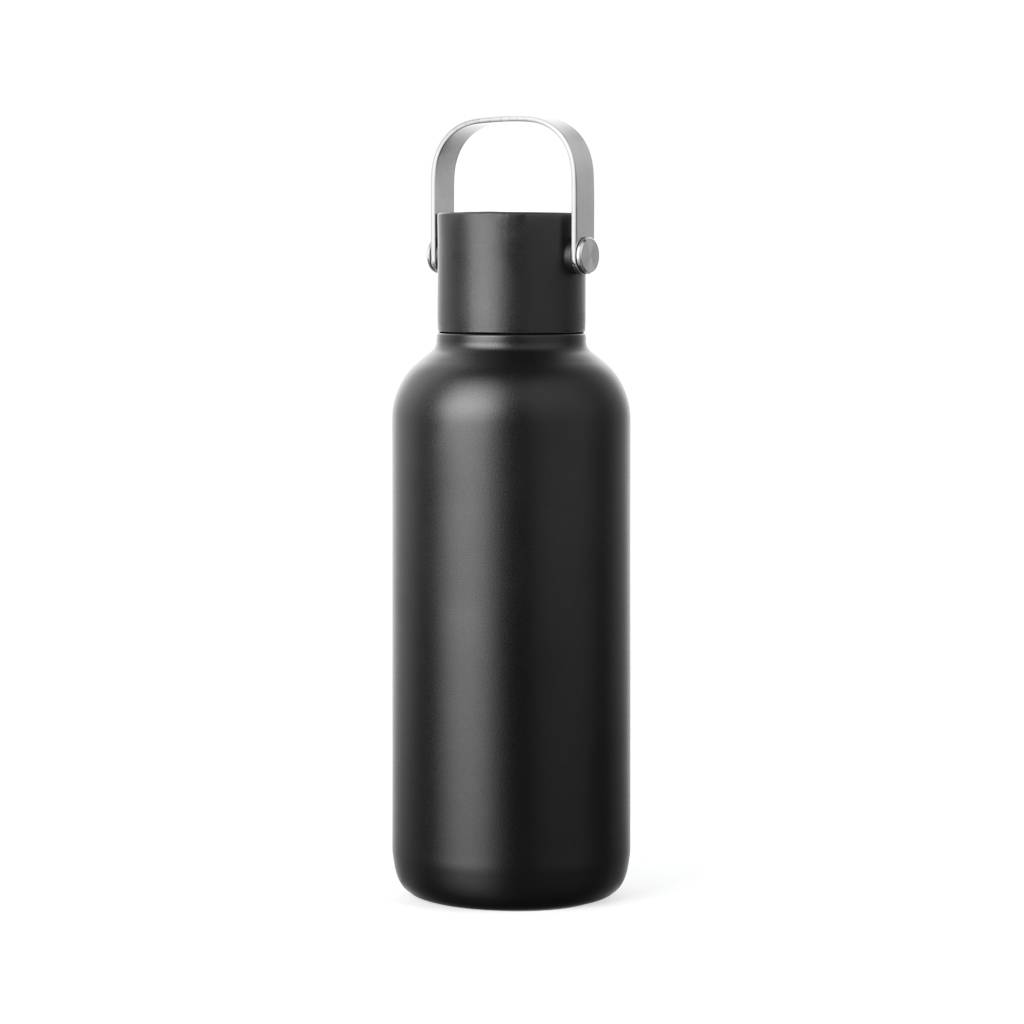 VINGA Cael RCS nerezová fľaša so slamkou 600 ml, čierna