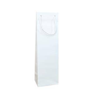 VINIE Papierová taška na víno GLASS BIANCO EKO 12x9x40, bavlnené uši, biela