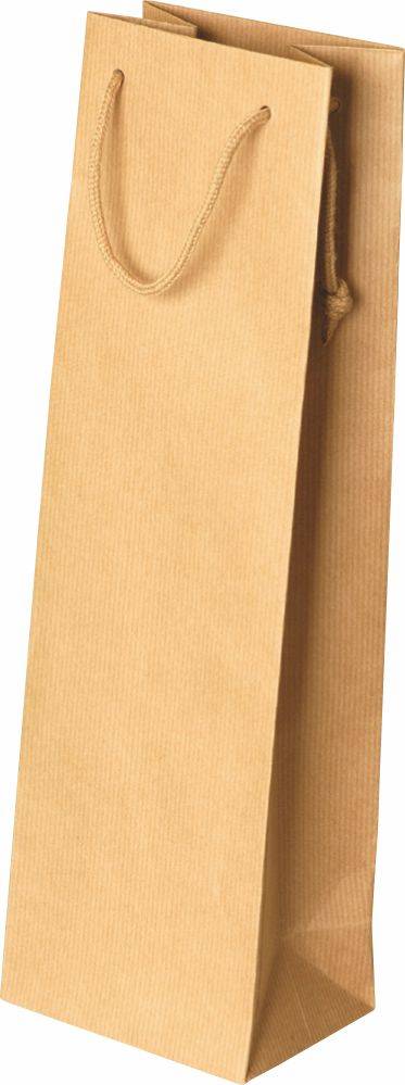 VINIE Papírová dárková taška na láhev vína, bavlněné uši, hnědá