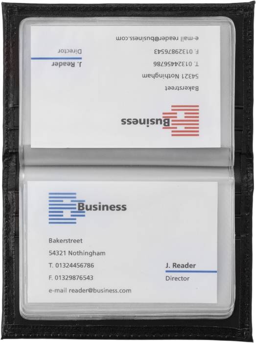 Vizitkár na 20 vizitiek, kožená štiepenka,čierna