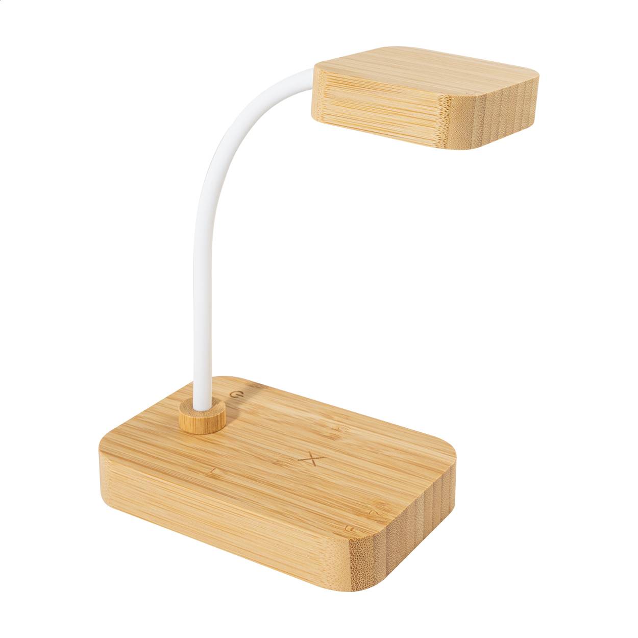 VoltGlow stolná lampa s bezdrôtovou nabíjačkou, hnedá Natural