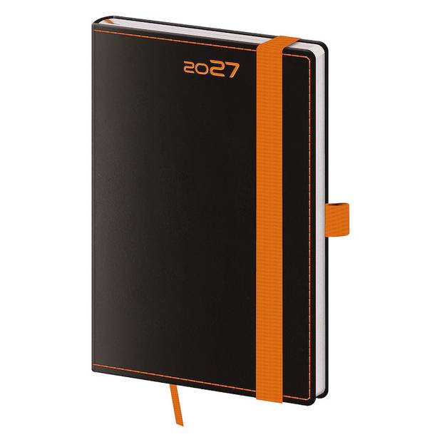 Vreckový diár A6 Black Orange s pútkom Vreckový diár A6 Black Orange s pútkom