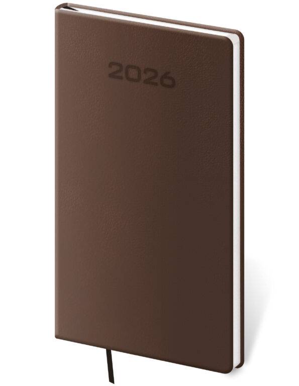 Vreckový diár Soft hnedý, 2026